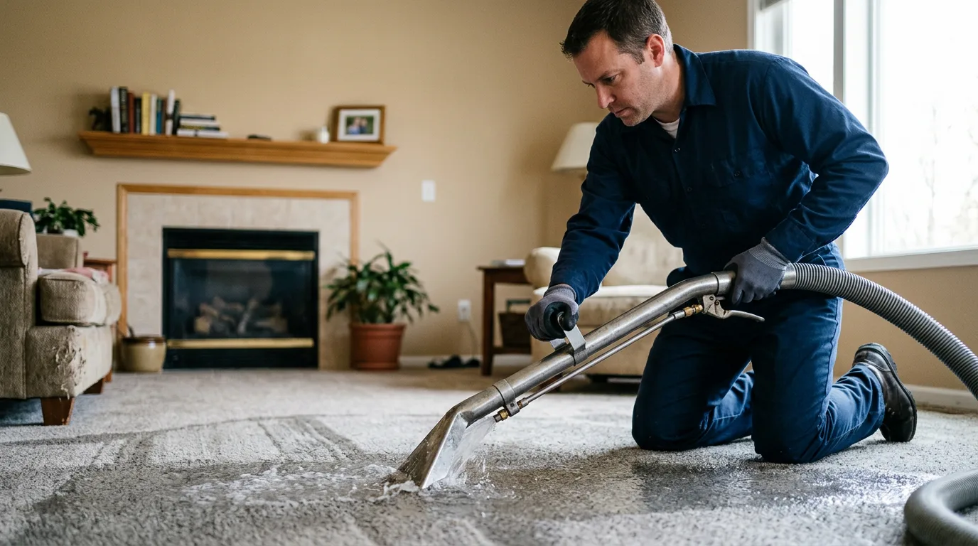 Water damage restoration technician working near Englishtown, NJ